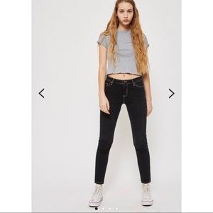 New Topshop Baxter Slim Leg Jeans Contrast Stitch